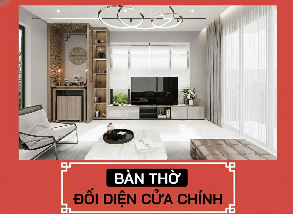 Bàn thờ đối diện cửa chính 