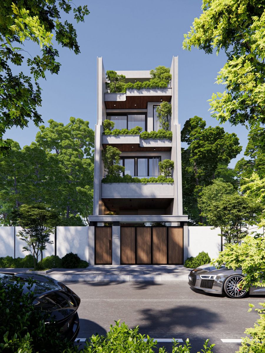 Mẫu Nhà 1 Trệt 1 Lửng 1 lầu 1 Sân Thượng